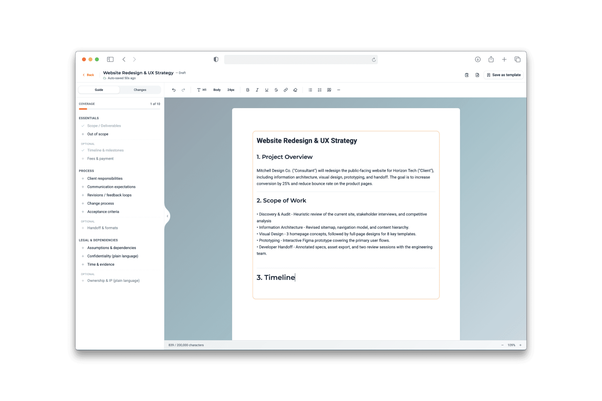 Turn your ideas into text in the editor